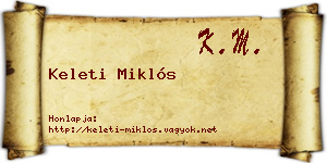 Keleti Miklós névjegykártya